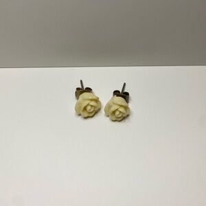 Rose Stud Earrings Ivory Color Small